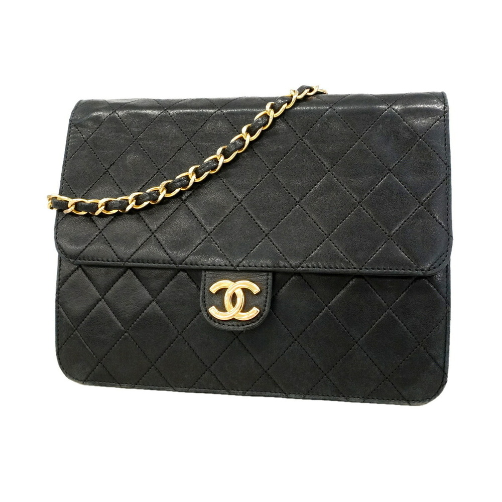 Chanel Matelassé Chain Shoulder Bag, Lambskin, Black, Women's